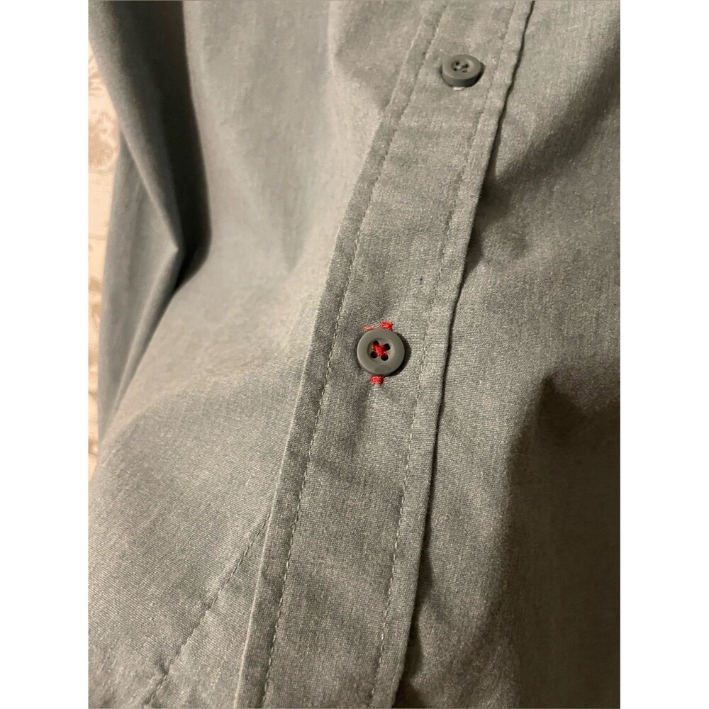 Wrangler Utility Button Front Work Shirt Gray Sage L Cotton Blend Short Sleeve - Picture 5 of 7